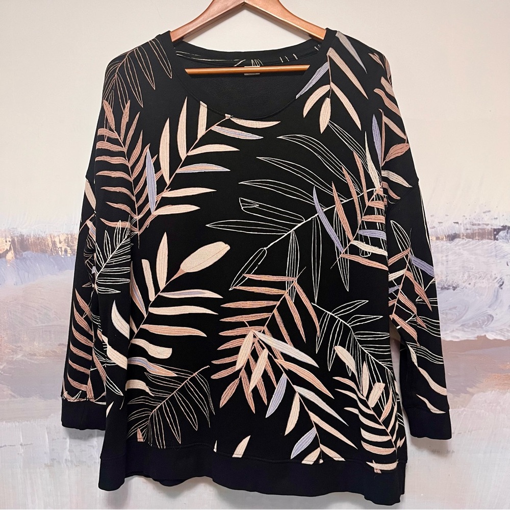 Sseko Designs Bwindi Knit Pullover Botanical Womens L/XL Size 2 Black Fair Trade